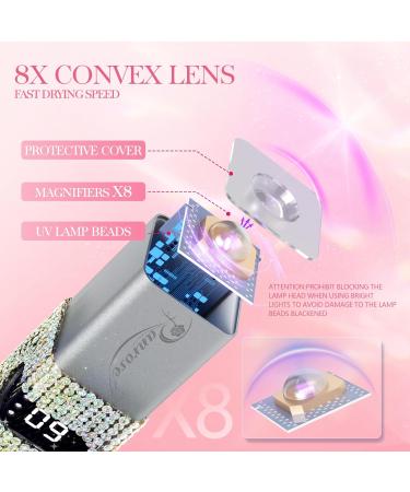 Ranrose Handheld UV Light for Gel Nails - 3W Rechargeable Mini Nail Dryer & Display Screen - Silver Diamond LED Nail Lamp for Salon & Home DIY - Buy Online on GoSupps.com