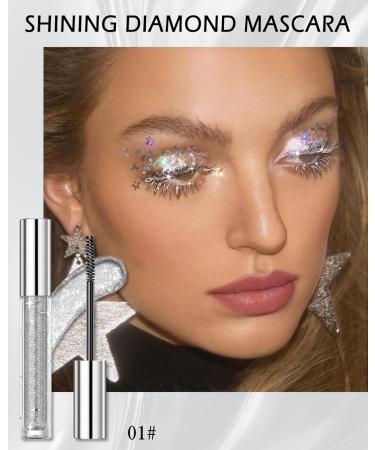 Glitter Mascara for Eyelashes Sparkling Silver Colored Mascara Waterproof Long Lasting Diamond Mascara Smudge-Proof No Clumping Colorful Eyes Makeup for Women Wedding Stage Music Festival (01#White) - Buy Online on GoSupps.com