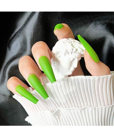 Sethain Ballerina False Nails - Blue Long Coffin Press-On Nail Art for Women & Girls | Complete Cover Green - Buy Online on GoSupps.com