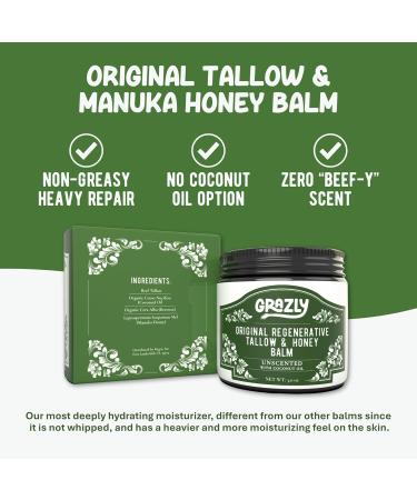 Original Beef Tallow & Manuka Honey Balm | 100% Grass Fed & Finished Beef Tallow Raw Manuka Honey Beeswax | Deeply Moisturizing & Repairing Skincare Balm | 3 oz Jar Without Coconut Oil - Buy Online on GoSupps.com