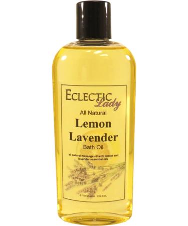 Lemon Lavender Bath Oil by Eclectic Lady - Scented Bath Oil - Relaxing & Moisturizing Bathing Oil - Fragrance Body Oil For Dry & Rough Sensitive Skin - Body Daily Nourishing Shower Oil (8 oz) 8 Ounce
