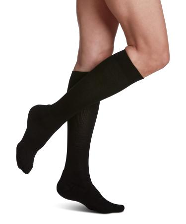 Sigvaris Women  s Motion Cushioned Cotton 360 Closed Toe Calf-High Socks 20-30mmHg Medium Black
