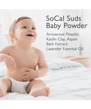 Natural Baby Powder Talc-Free - SoCal Suds & Company - Gentle Lavender Formula for Newborns - 4oz Arrowroot & Aspen Bark Extract for Soothing Skin - International Shipping Available - Buy Online on GoSupps.com