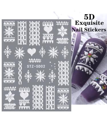 Snowflakes Nail Art Stickers | 5D Hollow Xmas & New Year Design | Luxurious DIY Acrylic Nail Decals - 4 Sheets - Buy Online on GoSupps.com
