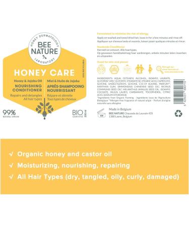 Bee Nature Organic Honey & Castor Oil Shampoo and Conditioner Set - SLS Free, Anti-Dandruff, Moisturizing, Nourishing - Ideal for Dry, Curly, Damaged Hair - 200ml Each - Buy Online on GoSupps.com