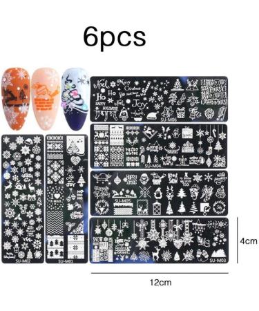 Onsinic Christmas Nail Stamper Kit - 6 Piece Art Stamping Plates with Snowflakes & Christmas Tree Images for Winter Manicure - Perfect for Women & Girls' Salon Decoration - Buy Online on GoSupps.com
