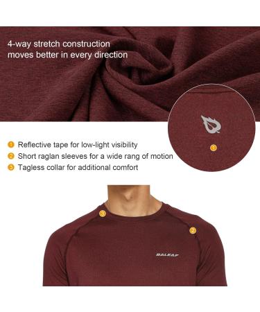 BALEAF Men's Quick Dry Short Sleeve T-Shirt - Heather Red, Size Medium - Buy Online on GoSupps.com