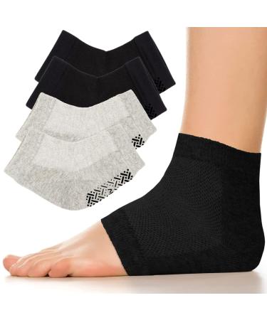 Vive Gel Heel Socks for Dry Cracked Feet (2 Pair) - Moisturizing Treatment for Softer Foot & Heel - Lotion Infused Socks to Repair Cracks & Dryness for Women or Men - Toeless Spa Socks Overnight Large