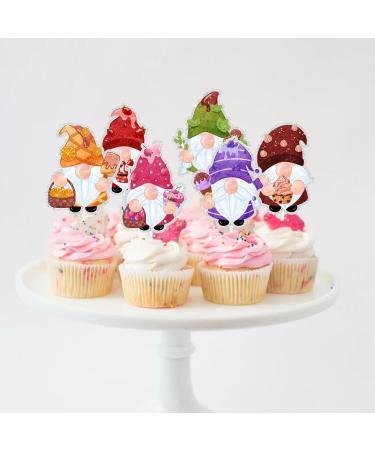 Kids' Ice Cream Dessert Themed Gnome Happy Birthday Cupcake Toppers Set of 18 Pieces - These are great ice cream-themed parties baby shower parties or birthday party decorations for boys and girls - Buy Online on GoSupps.com