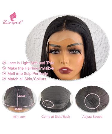 20 Inch Straight HD Lace Front Wig Human Hair | Pre Plucked with Baby Hair | 180% Density Natural Hairline | Bleached Knots | for Black Women - Buy Online on GoSupps.com