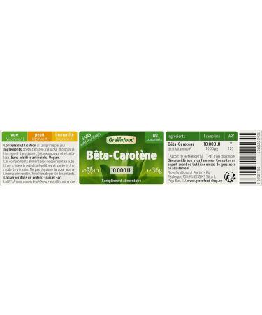 Greenfood Beta-Carotene 10 000 IU 180 Tablets No Artificial Additives Non-GMO Lactose Free Gluten Free Vegan. - Buy Online on GoSupps.com