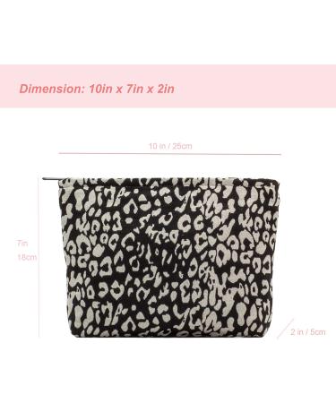 PAZIMIIK Leopard Black Makeup Bag | Large Zipper Cosmetic Pouch for Women and Girls - Travel Canvas Organizer for Purse - Buy Online on GoSupps.com