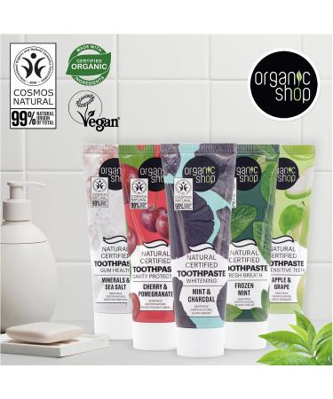 Organic Shop Mint & Charcoal Whitening Toothpaste Natural Ingredients Fluoride-Free Tooth Sensitivity Vegan & Cosmos Natural Certified. Pack of 2 - Buy Online on GoSupps.com