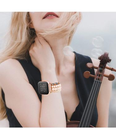 CAGOS Handmade Beaded Bracelet Straps for Fitbit Versa 2 - Pink/Copper - Buy Online on GoSupps.com