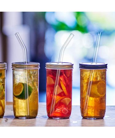 HeykirHome 12-Pack Reusable Glass Straws 8.5''x10 MM - 6 Straight, 6 Bent, 2 Cleaning Brushes - Ideal for Smoothies, Tea, Juice - Buy Online on GoSupps.com