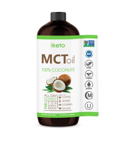 MCT Oil by Keppi Keto - Flavorless MCT Coconut Oil and Non GMO Project Oil - Gluten Free Certified Keto Oil - Paleo, Kosher, Halal 32oz MCT Oil Keto or Keto MCT Oil.