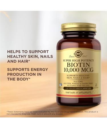 Solgar Super High Potency Biotin 10,000 mcg - 240 Vegan Capsules for Healthy Skin, Nails & Hair - Buy Online on GoSupps.com