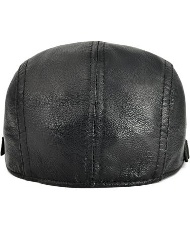 VOBOOM Adjustable Genuine Leather Ivy Cap Newsboy Hat in Black - Men Women Fashion Accessory - Buy Online on GoSupps.com