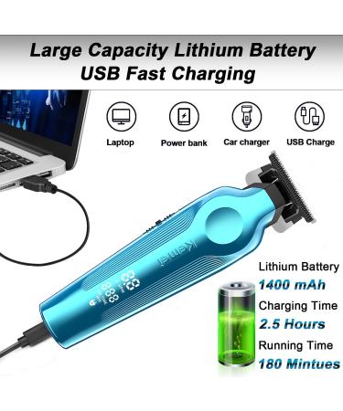 KEMEI 264 Hair Clippers for Men Professional Cordless T Blade Zero Gap Trimmer Electric Barber Trimmer Rechargeable Clippers for Men Haircut Mens Beard Trimmer with LED Display(Blue) - Buy Online on GoSupps.com
