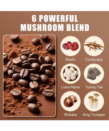 Mushroom Coffee Organic 6 Mushrooms with Lion's Mane & Cordyceps Coffee for Sustained Energy Mental Focus Digestion & Immune Support Instant Powder Coffee Low Caffeine 4.23 Ounce 1 Pack - Buy Online on GoSupps.com