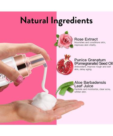 Pjordo Rose Foaming Facial Cleanser - Gentle Daily Face Wash for Deep Cleaning Pores, Calming Acne, and Hydrating All Skin Types - Women and Men - Buy Online on GoSupps.com