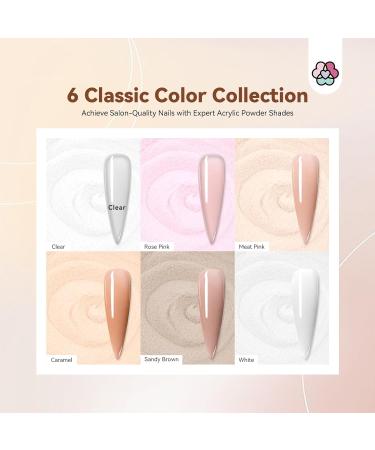 Saviland 6 Colors Acrylic Nail Kit - Professional Acrylic Powder Set for Strong Acrylic Nails - Basic Nudes Color Palette - 6x15g - Buy Online on GoSupps.com