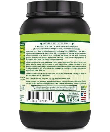 Herbal Secrets Vegan Protein - 28g Protein 23 Servings 6.2g BCAA Strawberry Banana Made in USA - 2 lb - Buy Online on GoSupps.com