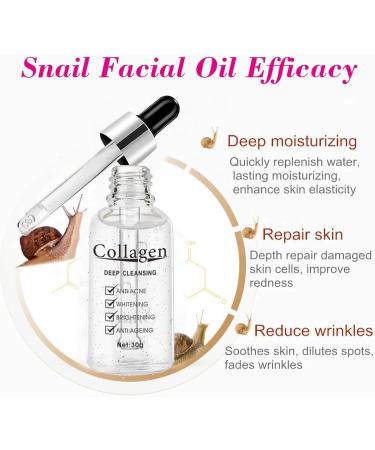 Snail Collagen Face Serum Snail Slime Moisturizing Face Serum Natural Anti-aging Anti-wrinkle and Anti-spot Ingredients 30ML - Buy Online on GoSupps.com