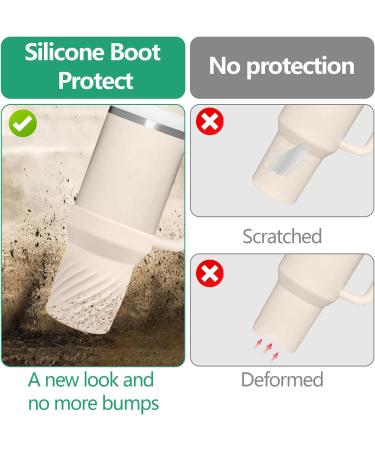 Apritsce Silicone Covers for Stanley Cup | Protective Beverage Sleeve for 40oz Quencher | Durable Beige Water Bottle Cover - Buy Online on GoSupps.com