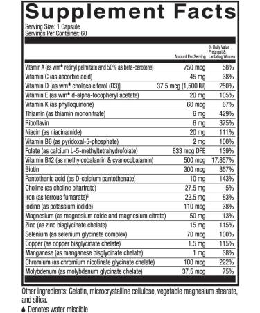 Celebrate Vitamins Bariatric Prenatal Multivitamin Capsules with Folate (Folic Acid) Vitamin A Iron Iodine and Choline for Roux en Y and Sleeve Gastrectomy Patients 60 Count - Buy Online on GoSupps.com