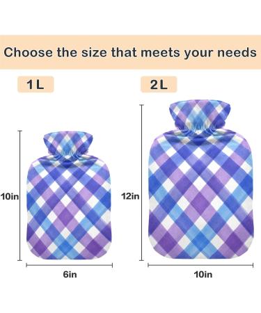 NAANLE Lila Plaid Transparent Hot Water Bottle - 2L Large for Menstrual Cramps Pain Relief Hand/Foot Heat & Cold Therapy - Buy Online on GoSupps.com