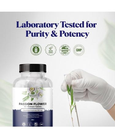 Amazing Botanicals Passionflower Tablets High Potency 10X Extract Tablets 10mg per Serving | Passiflora Incarnata | Boosts Mood & Promotes Relaxation, 30 Tablets - Buy Online on GoSupps.com