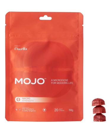 Mojo Microdose Strawberry Tangerine with Lion s Mane Panax Ginseng Ginger Root Nootropics and Cordyceps Vegan Non-GMO Soft-Chews (Pack of 1)
