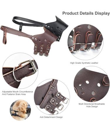 PETCUTE Anti-Bite Leather Dog Muzzle - Adjustable & Soft XL Brown Muzzle for Biting, Barking, and Chewing Prevention - Buy Online on GoSupps.com