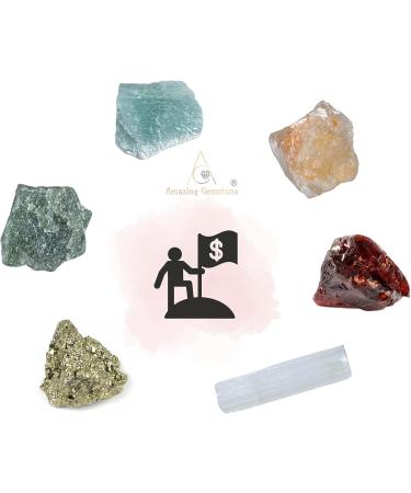 Crystals for Money & Success Manifestation - Set of 6 Healing Stones: Citrine Pyrite Garnet Selenite Green Aventurine Amazonite - Buy Online on GoSupps.com