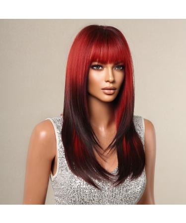Allbell Long Straight Red Black Wig for Women - Natural Synthetic Ponytail Cosplay Wig 2120-1 - Buy Online on GoSupps.com