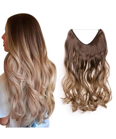 Silk-Co hair extension with rubber band adjustable Secrets hair part synthetic extensions with cord invisible corrugated extensions for women chocolate brown for dark blonde 50cm 50 cm chocolate brown too dark blonde - Buy Online on GoSupps.com
