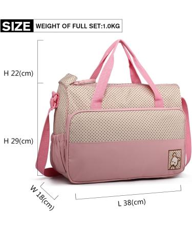 Miss Lulu 5-Piece Baby Diaper Bag Set - Pink Shoulder Bag with Bottle Holder & Changing Pad | Shop Now! - Buy Online on GoSupps.com