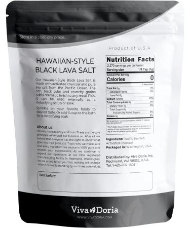 Viva Doria Hawaiian Black Lava Sea Salt Medium Grain 5 lb (2276 g) - Buy Online on GoSupps.com