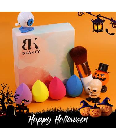 BEAKEY 4+1Pcs Makeup Sponges with Powder Brush | Professional Beauty Sponge Blender & Kabuki Brush Set - Buy Online on GoSupps.com