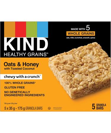 KIND Healthy Grains Bars Oats & Honey with Toasted Coconut Gluten Free 35 Grams 5 Count - Buy Online on GoSupps.com