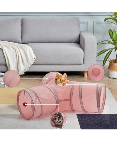 SunStyle Home 3-Way Cat Tunnel Toy with Peek Hole and Ball - Pink - Buy Online on GoSupps.com