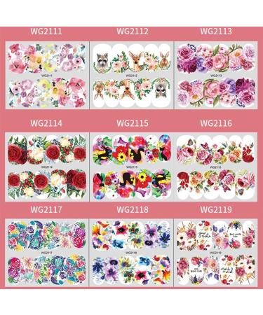Decoration Summer Butterfly-shape Leaf Sliders Leaves Nail Sticker Rose Transfer Decal Flower Nail Water Stickers(WG2117) - Buy Online on GoSupps.com