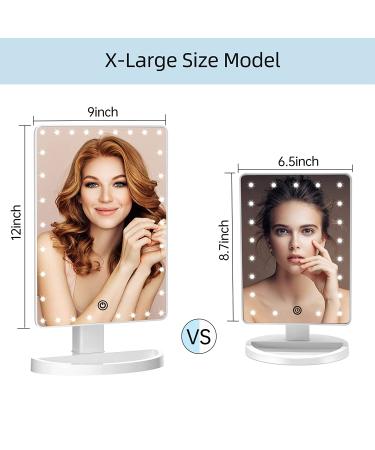 Lighted Makeup Vanity Mirror with Phone Holder and 10X Magnification - Sensor Touch Dimmable Cosmetic Desk Mirror - 360 Rotation - Dual Power Supply - White - Buy Online on GoSupps.com
