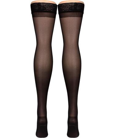 Truform Sheer Compression Stockings 15-20 mmHg - Women's Thigh High 20 Denier Black X-Large (Pack of 2) - International Shipping Available - Buy Online on GoSupps.com
