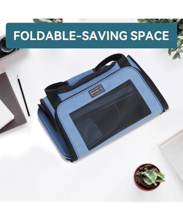 PetSfit TransportBox: Foldable Dog & Cat Carrying Bag - Portable Travel Bag with Shoulder Strap & Expandable Bed - L Size - Blue - Buy Online on GoSupps.com