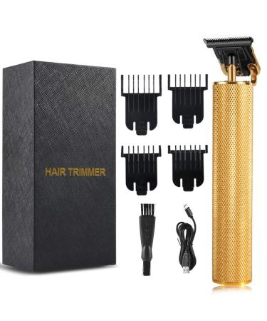 Professional Cordless Hair Trimmer,Hair Clippers For Men Clippers Barber Accessories, Noise Reduction Beard Trimmer Rechargeable Cordless Close Cutting T-Blade Trimmer (Golden)