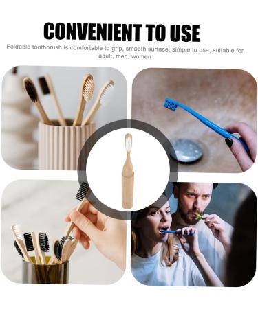 Healeved Folding Bamboo Toothbrush - Eco-Friendly Travel Toothbrush for Adults with Soft Bristles | Charcoal Stitching Khaki - Buy Online on GoSupps.com