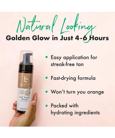 Beauty by Earth Self Tanner Mousse - Medium to Dark Sunless Tan | Natural Looking Tanning Foam | 7.5 Fl Oz - Buy Online on GoSupps.com