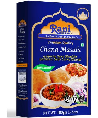 Rani Chana Masala (Garbanzo Curry 15-Spice Blend) 3.5oz (100g) All Natural | Vegan | No Colors | Gluten Friendly | NON-GMO | Indian Origin BOX 100 g (Pack of 1)